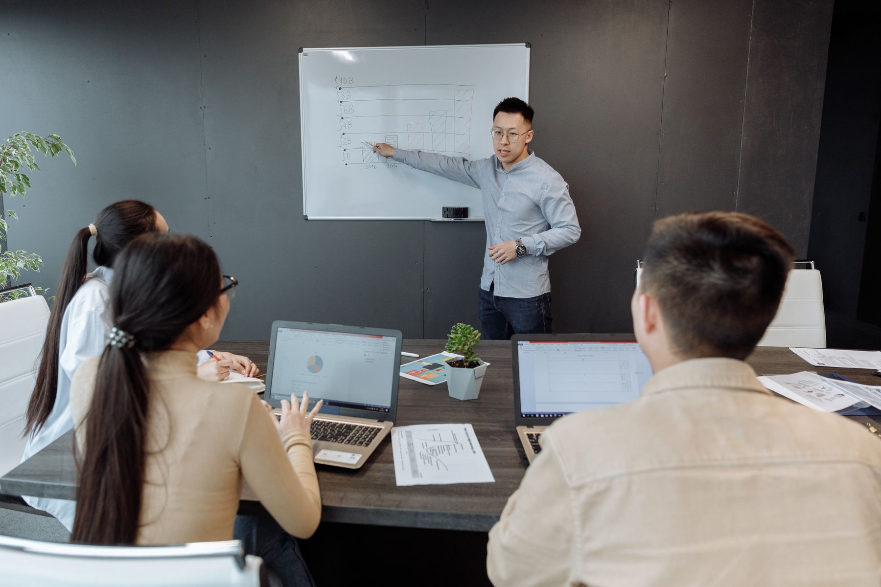 An illustration of collaborative work in a contemporary office